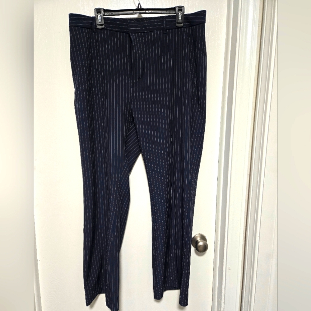 Banana Republic Women's Navy Striped Pants 16 Petite